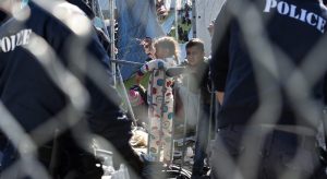 Refugee children on the Greek side of the border awaiting permission to enter Macedonia, near Gevgelia, The Former Yugoslav Republic of Macedonia, 05 March 2016. EPA/GEORGI LICOVSKI